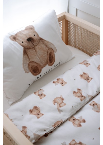 Pofuduk Ayılı Organik Tek Kişilik Nevresim Takımı (160X220) - Fluffy Bear