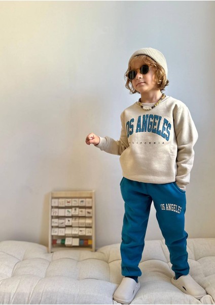 Erkek Çocuk Yazı Baskılı Sweatshirt Takım