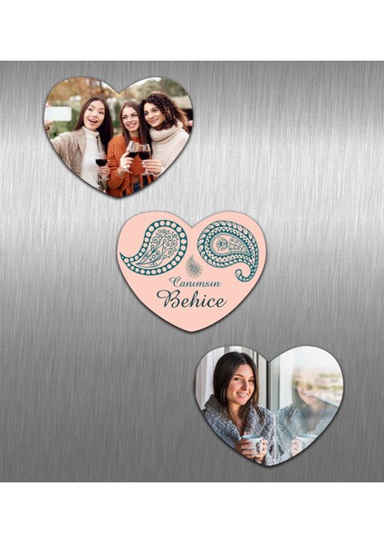 Kişiye Özel Fotoğraflı Kalp Magnet Seti 83736