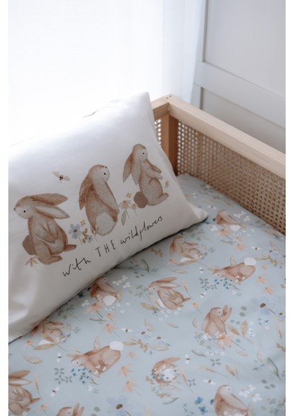 Tavşanlı Organik Tek Kişilik Nevresim Takımı (160X220) - Rabbit Garden