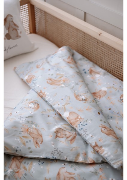 Tavşanlı Organik Tek Kişilik Nevresim Takımı (160X220) - Rabbit Garden