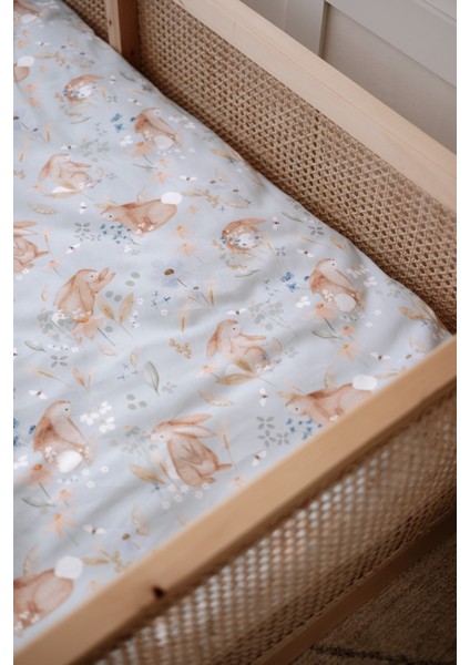 Tavşanlı Organik Tek Kişilik Nevresim Takımı (160X220) - Rabbit Garden