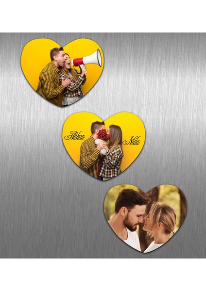 Kişiye Özel Fotoğraflı Kalp Magnet Seti 83737