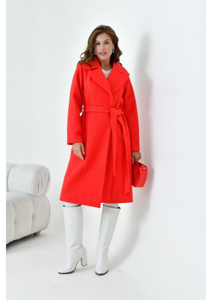 Kadın Geniş Yaka Kaban Kırmızı 30627 modelleri