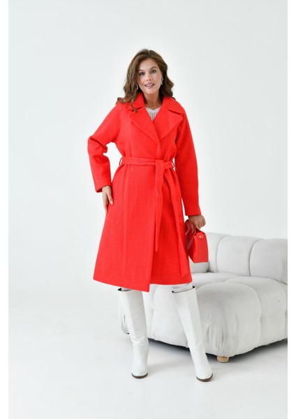Kadın Geniş Yaka Kaban Kırmızı 30627 fırsatları