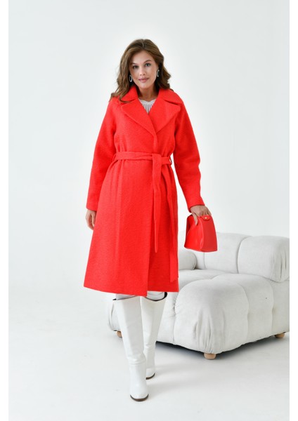 Kadın Geniş Yaka Kaban Kırmızı 30627 indirimleri