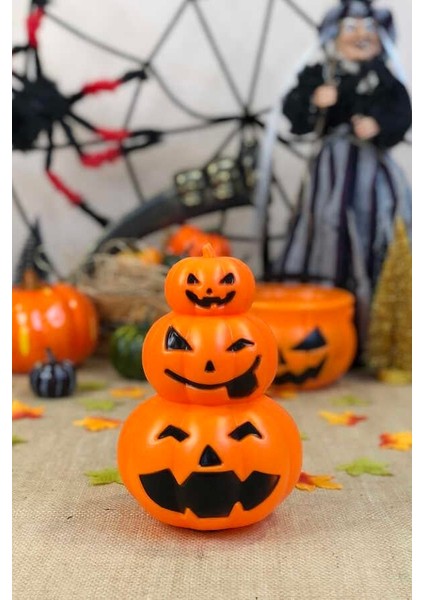 Halloween Bal Kabağı 3 Lü Işıklı 22 cm