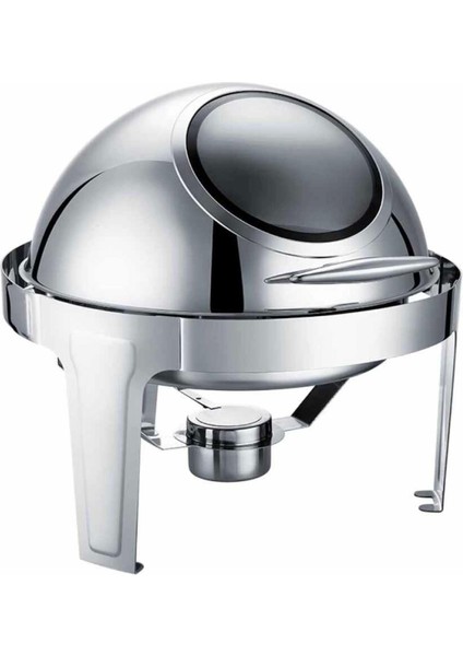 Chafing Dish Roll Top Yuvarlak Camlı 6 L (Cdc-6c) | Reşo Kabı