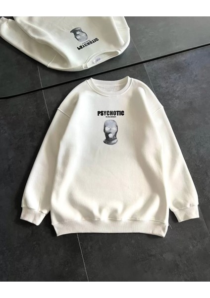 Bisiklet Yaka Baskılı Sweatshirt