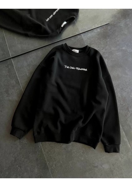 Bisiklet Yaka Baskılı Sweatshirt