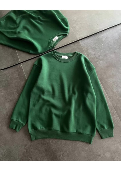 Bisiklet Yaka Düz Basic Sweatshirt