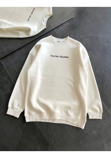 Bisiklet Yaka Baskılı Sweatshirt