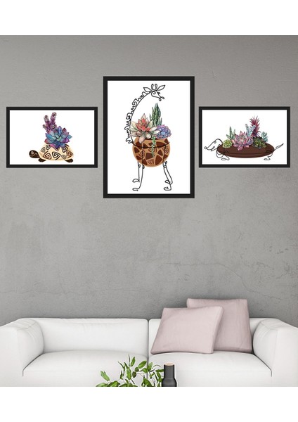 Süslü Zürafa 3'lü Tablo Seti 88031