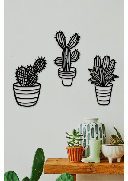 Kaktüs Tasarımlı Dekoratif Tablo Seti 112224