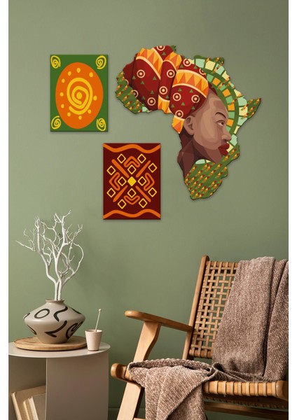 Afrika Tasarımlı Dekoratif Tablo Seti 112246