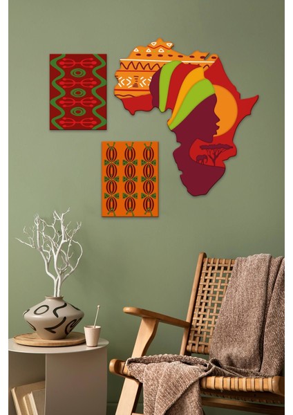 Afrika Tasarımlı Dekoratif Tablo Seti 112247