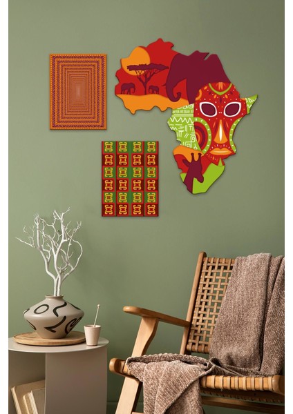 Afrika Tasarımlı Dekoratif Tablo Seti 112248