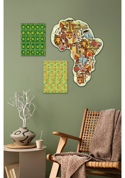 Afrika Tasarımlı Dekoratif Tablo Seti 112245