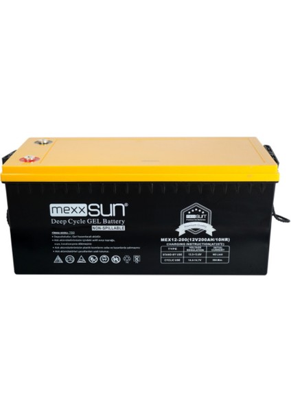 N&D Lighting Mexxsun 12 Volt 200 Amper Deep Cycle Solar Jel Akü