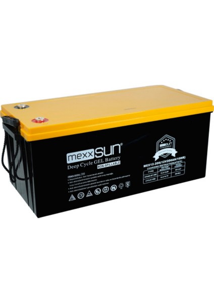 N&D Lighting Mexxsun 12 Volt 200 Amper Deep Cycle Solar Jel Akü