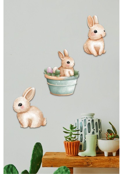 Tavşan Tasarımlı Dekoratif Tablo Seti 112222