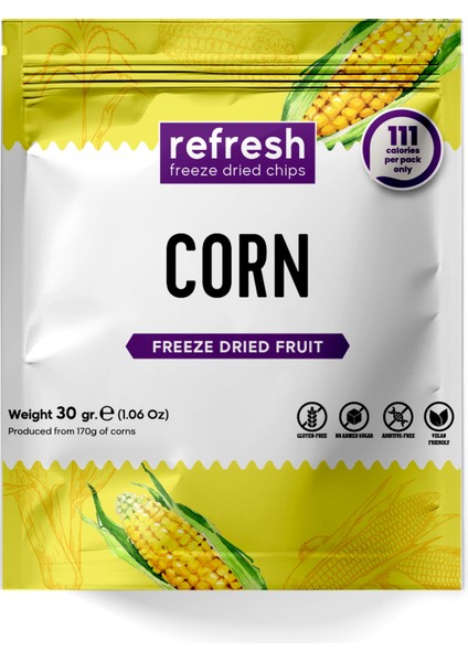 Refresh Chips FREEZE DRY MISIR -DONDURULARAK KURUTULMUŞ -30gr