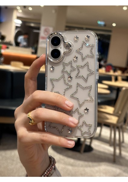 iPhone 16 Plus Uyumlu Hologram Yıldızlı Şeffaf Kılıf fırsatları