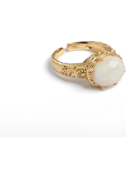 Ay Taşı Doğal Taş Ayarlanabilir Yüzük