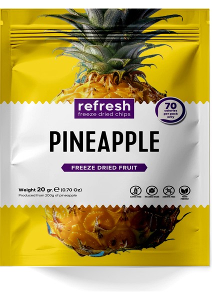 Refresh Chips Freeze Dried Ananas - Dondurularak Kurutulmuş Meyve - Freeze Dry Meyve Kurusu 30GR