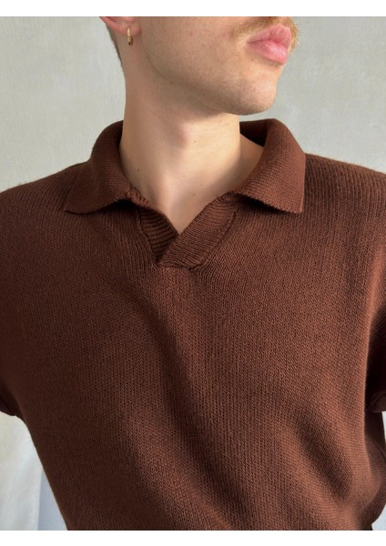 Erkek Polo Yaka Örme Oversize Kazak fırsatları