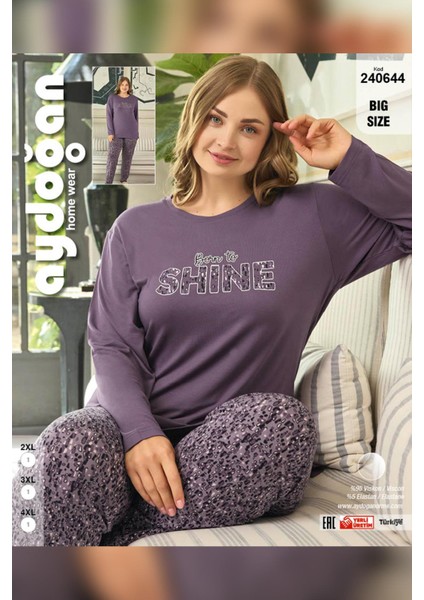 Kadın Inci Büyük Beden Shıne Lavanta Moru Pijama Takım 0644 modelleri