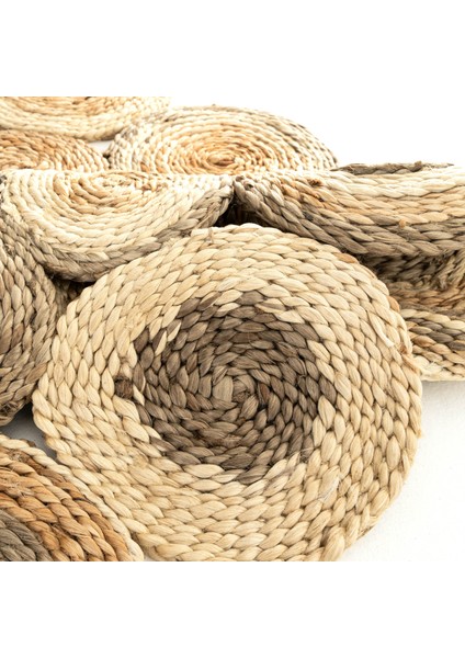Cool Halı Stew CA-111 Beyaz Multi Yuvarlak Jüt Halı El Dokuma Hasır Halı Dekoratif Jüt Örgü Halı Jüt Kilim