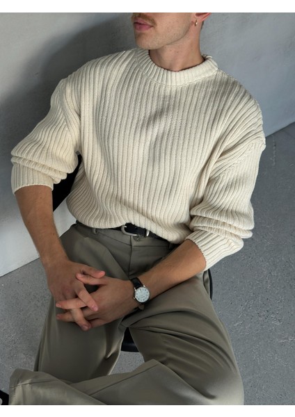 Erkek Fitilli Örme Oversize Kazak modelleri