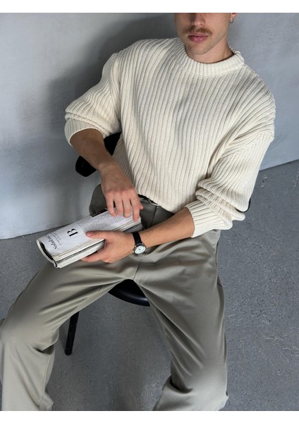 Erkek Fitilli Örme Oversize Kazak fırsatları