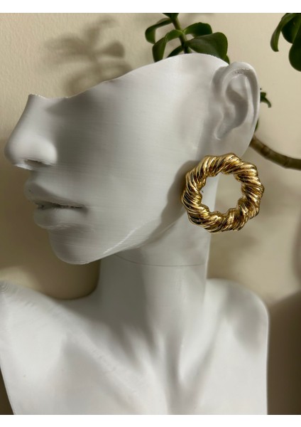 Yuvarlak Halka Pinterest Model Modern Gold Küpe