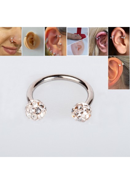 Anti Alerjik 316 L Cerrahi Çelik Swarovski Taşlı Özel Epoxi Kaplama Yüzey Şambala Helix, Septum, Tragus, Labret Halka Hızma Küpe Piercing 6 Mm, 8 Mm, 10 mm  1 Adet