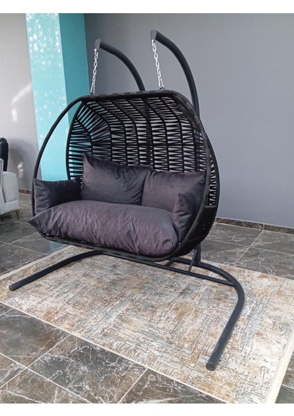 Ikili Bahçe & Balkon Salıncağı Siyah