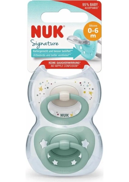 Signature Saklama Kutulu Silikon Emzik 2li 0-6 Ay Erkek