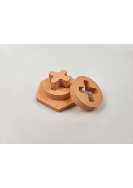 Boyalı Montessori Doğal Ahşap Eğitici Oyuncak Pastel Blok Puzzle