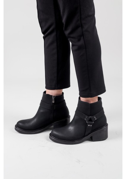 ANETA Fermuarlı Kısa Kadın Bot SİYAH fırsatları