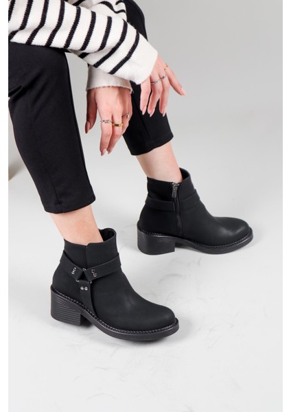ANETA Fermuarlı Kısa Kadın Bot SİYAH indirimleri