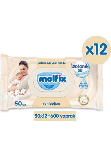 Natural Aylık Paket Bebek Bezi 1 Numara Yenidoğan 168 Adet + Molfix Izotonik Islak Mendil Ferah Temizlik 720 Adet