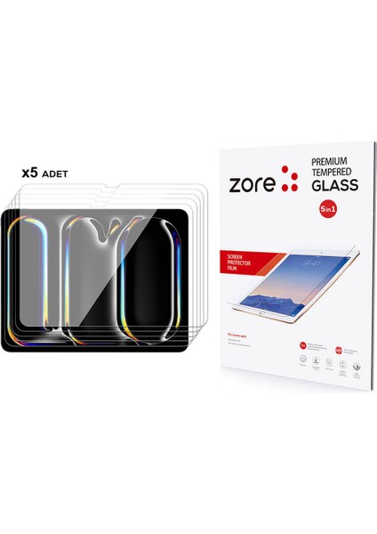 Apple iPad 13 Pro 2024 Zore 5in1 Tablet Temperli Cam Ekran Koruyucu