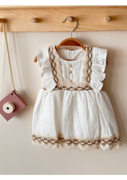 Cindy Müslin Dantel Detaylı Kız Elbise fiyatları