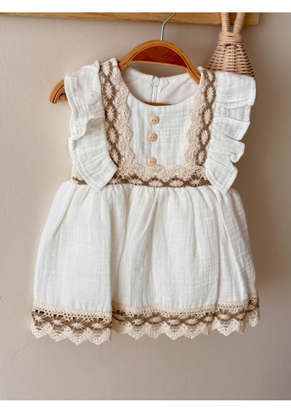 Cindy Müslin Dantel Detaylı Kız Elbise modelleri