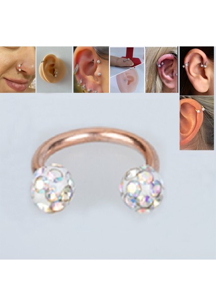 316L Cerrahi Çelik Swarovski Taşlı Özel Epoxi Kaplı Yüzey Şambala Helix, Septum, Tragus, Labret Ebatlar, 6 Mm, 8 Mm, 10 mm Renkler; Silver, Gold, Black, Rose, Rainbow. Halka Hızma Küpe Piercing 1ADET