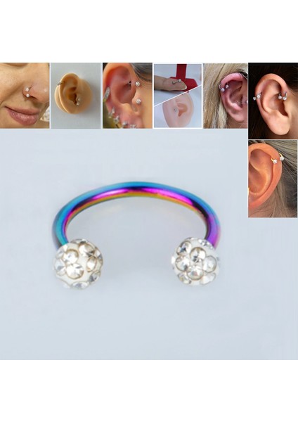 316L Cerrahi Çelik Swarovski Taşlı Özel Epoxi Kaplı Yüzey Şambala Helix, Septum, Tragus, Labret Ebatlar, 6 Mm, 8 Mm, 10 mm Renkler; Silver, Gold, Black, Rose, Rainbow. Halka Hızma Küpe Piercing 1ADET