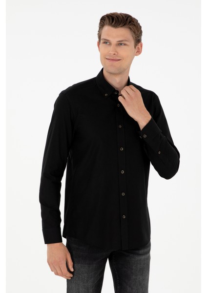 Erkek Siyah Gömlek Basic 50295675-VR046
