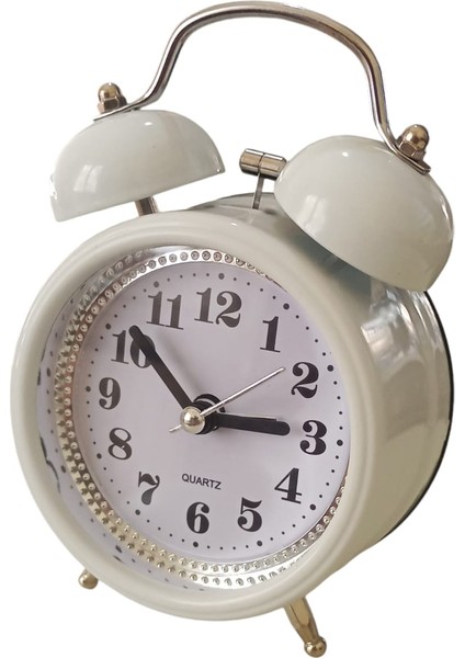 Masa Saati Çıngıraklı Zilli Metal Çalar Saat Beyaz modelleri