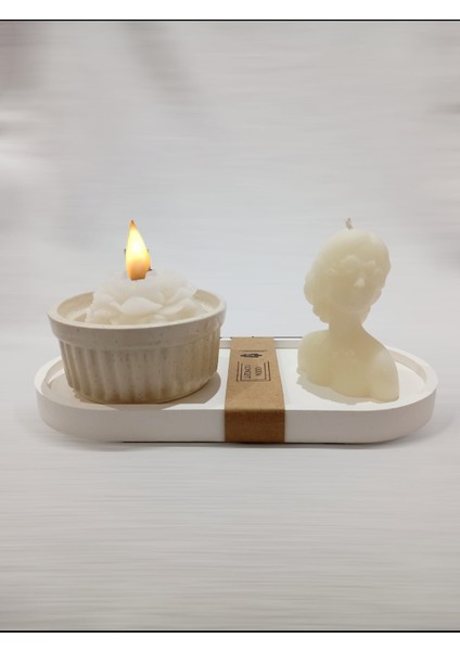 3 Parça Antik Kadın Silüeti Mum ve Şakayıkmummotifli Antik Kasede Mum fırsatları